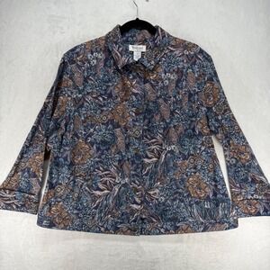Westbound Floral‎ Print Button Down Jacket Cotton Blend Comfort Casual 1X